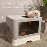Idealsmart Large Foldable Cat Litter Box with Lid Kitty Potty Top Entry Anti-Splashing Cat Supplies with Pet Plastic Scoop Top Compartment