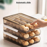 Idealsmart Automatic Rolling Egg Tray Storage Box Kitchen Stackable Egg Holder Storage Container with Lid for Refrigerator Large Capacity Household Egg Fresh Tray