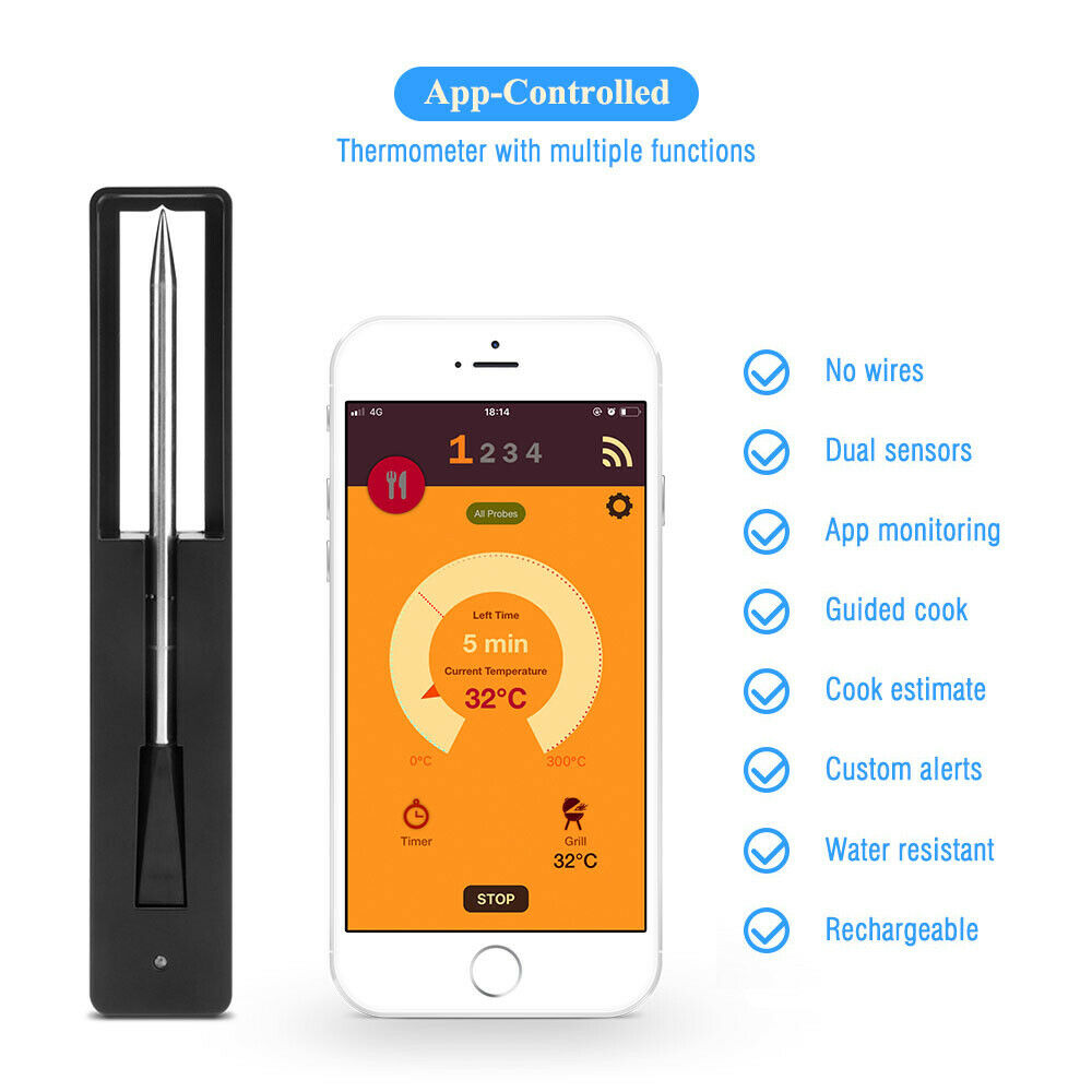 Food Meat Steak thermometer Wireless Dual Sensor Smart Bluetooth Barbecue  Oven